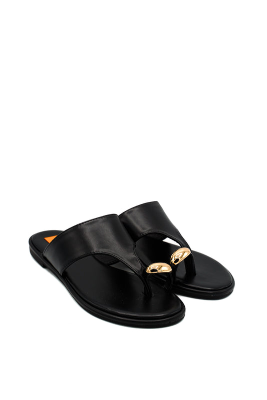 Gaia Shoes OL61BQ08 Sandali infradito con fascia larga e elemento metallico