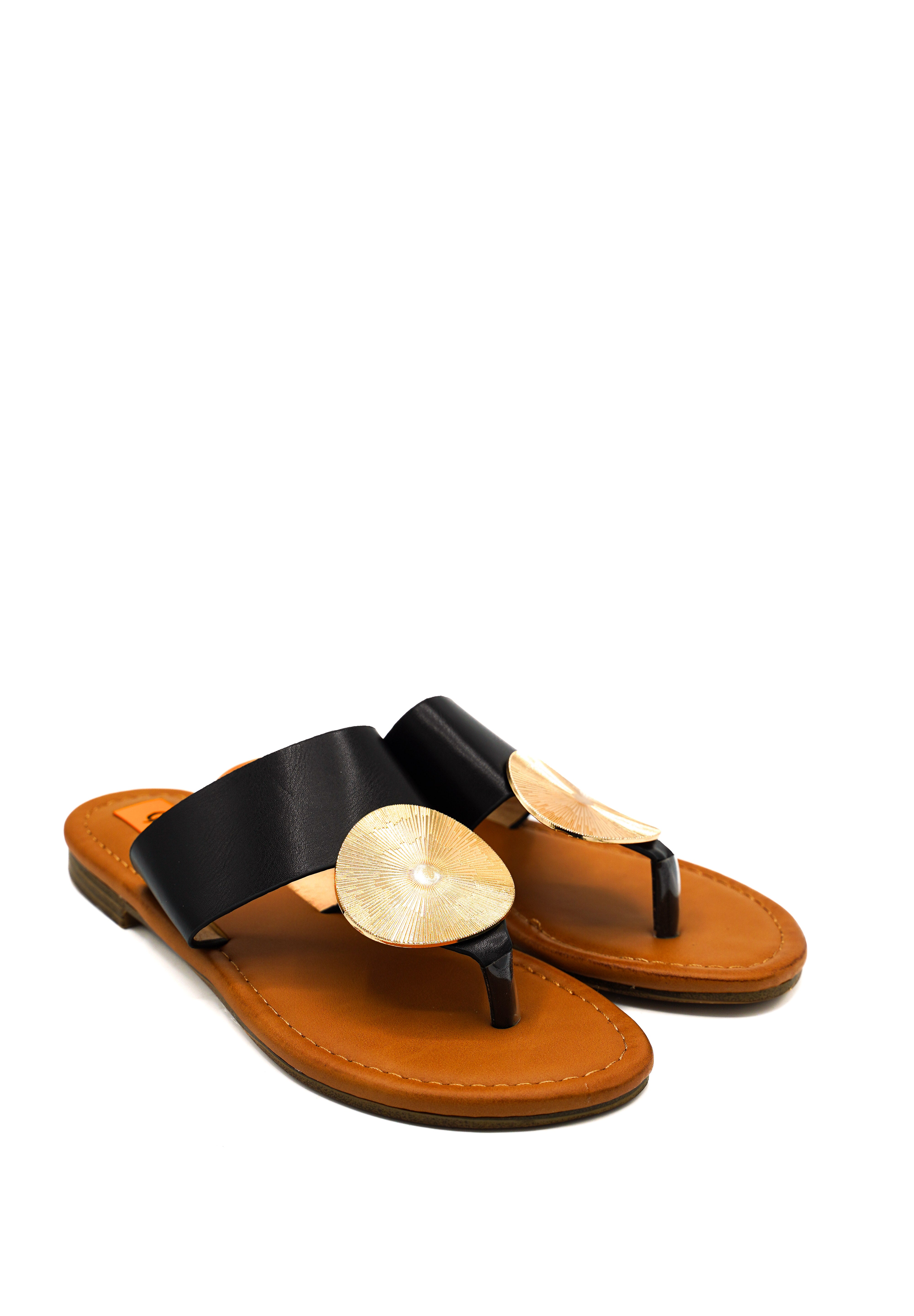 Gaia Shoes XJY251404OL Sandali flatter con dettaglio a moneta dorata