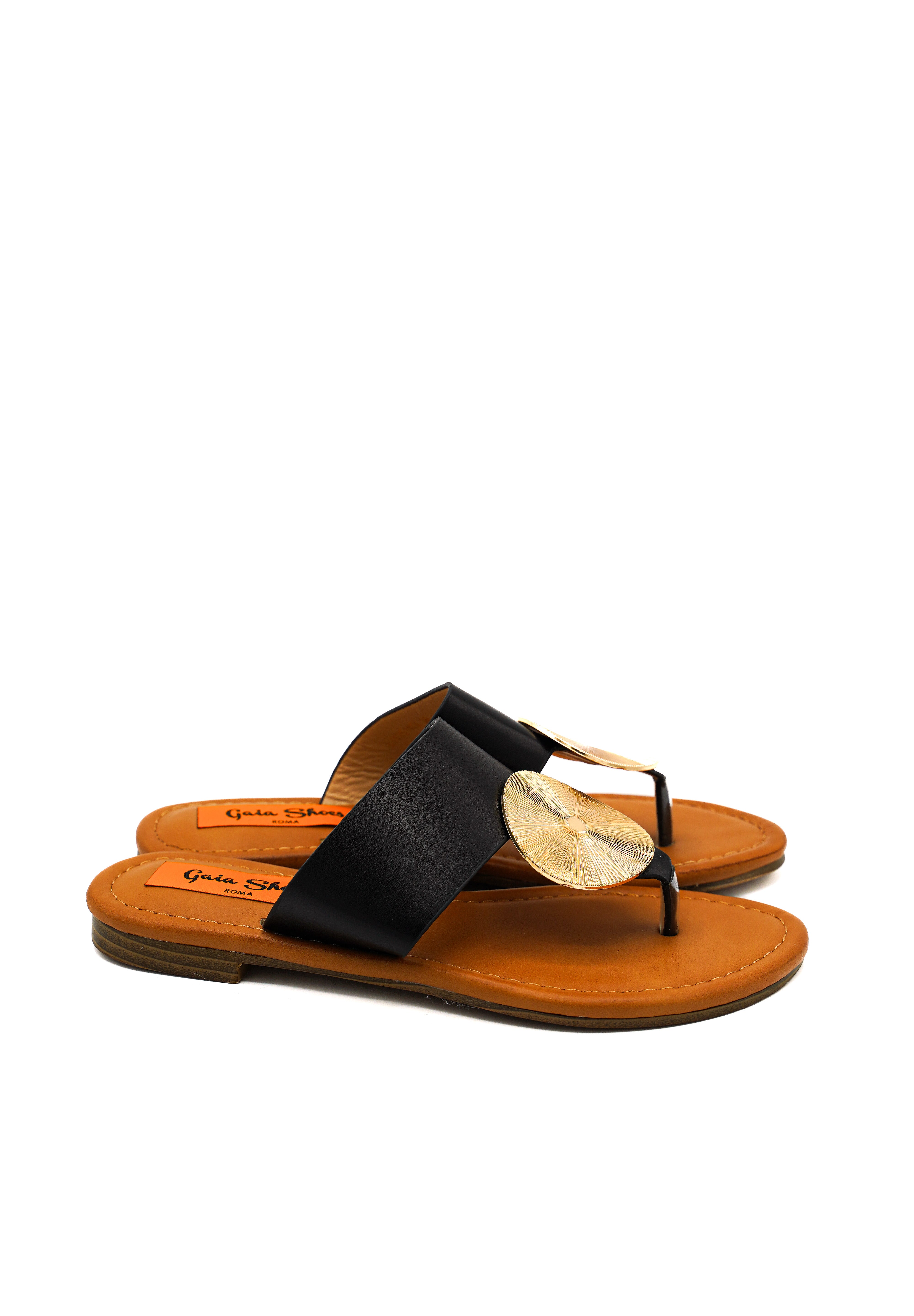 Gaia Shoes XJY251404OL Sandali flatter con dettaglio a moneta dorata