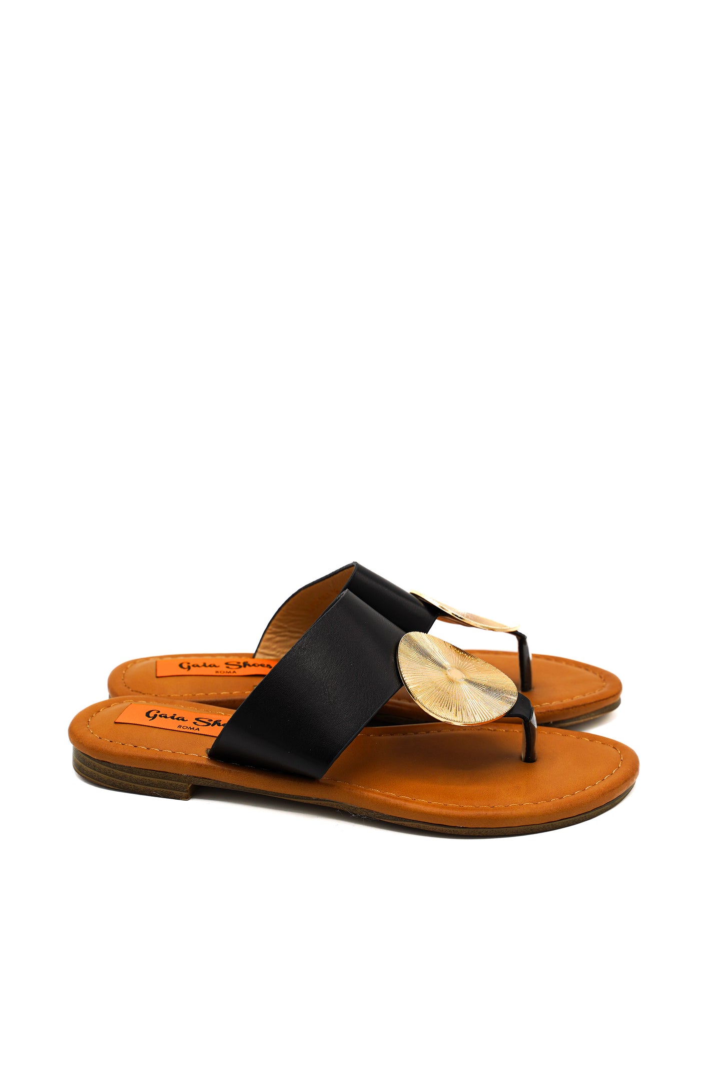 Gaia Shoes XJY251404OL Sandali flatter con dettaglio a moneta dorata