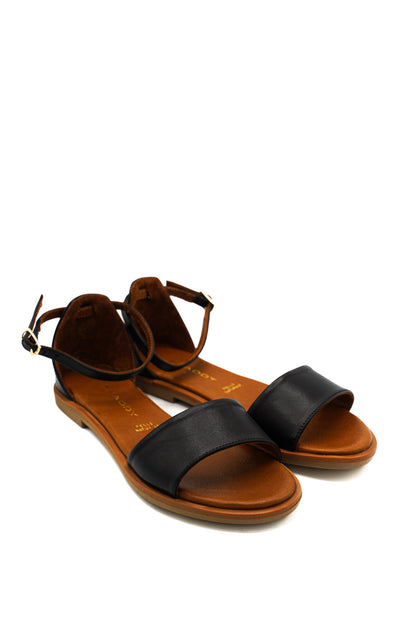 Gaia Shoes 220204 Sandali bassi in pelle e cinturino regolabile alla caviglia