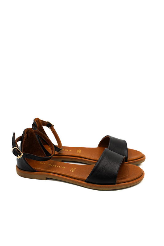 Gaia Shoes 220204 Sandali bassi in pelle e cinturino regolabile alla caviglia