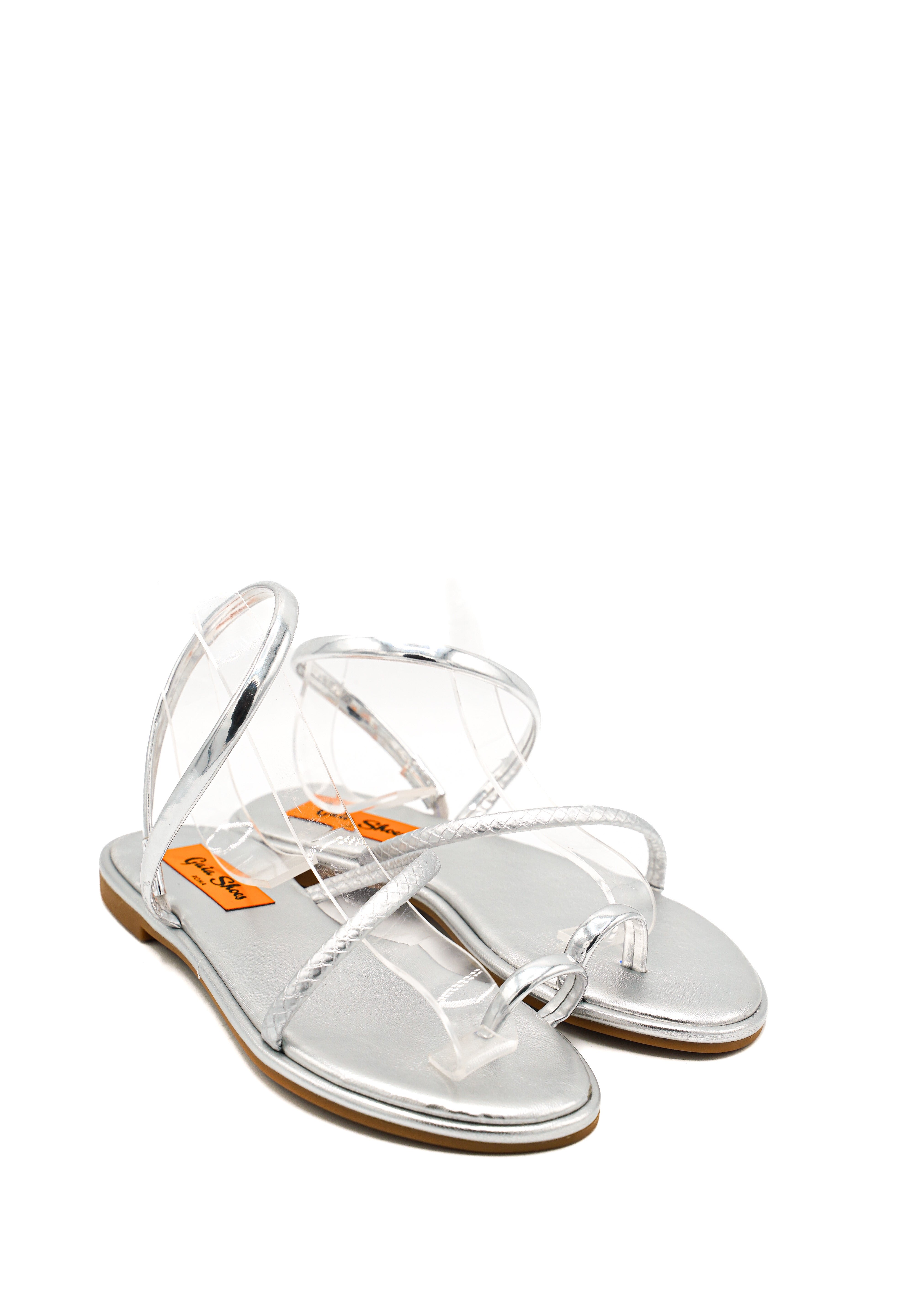 Gaia Shoes OL61BQ01 Sandali ultra piatti infradito con listini asimmetrici