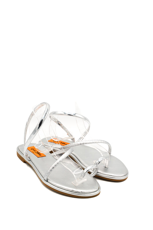 Gaia Shoes OL61BQ01 Sandali ultra piatti infradito con listini asimmetrici