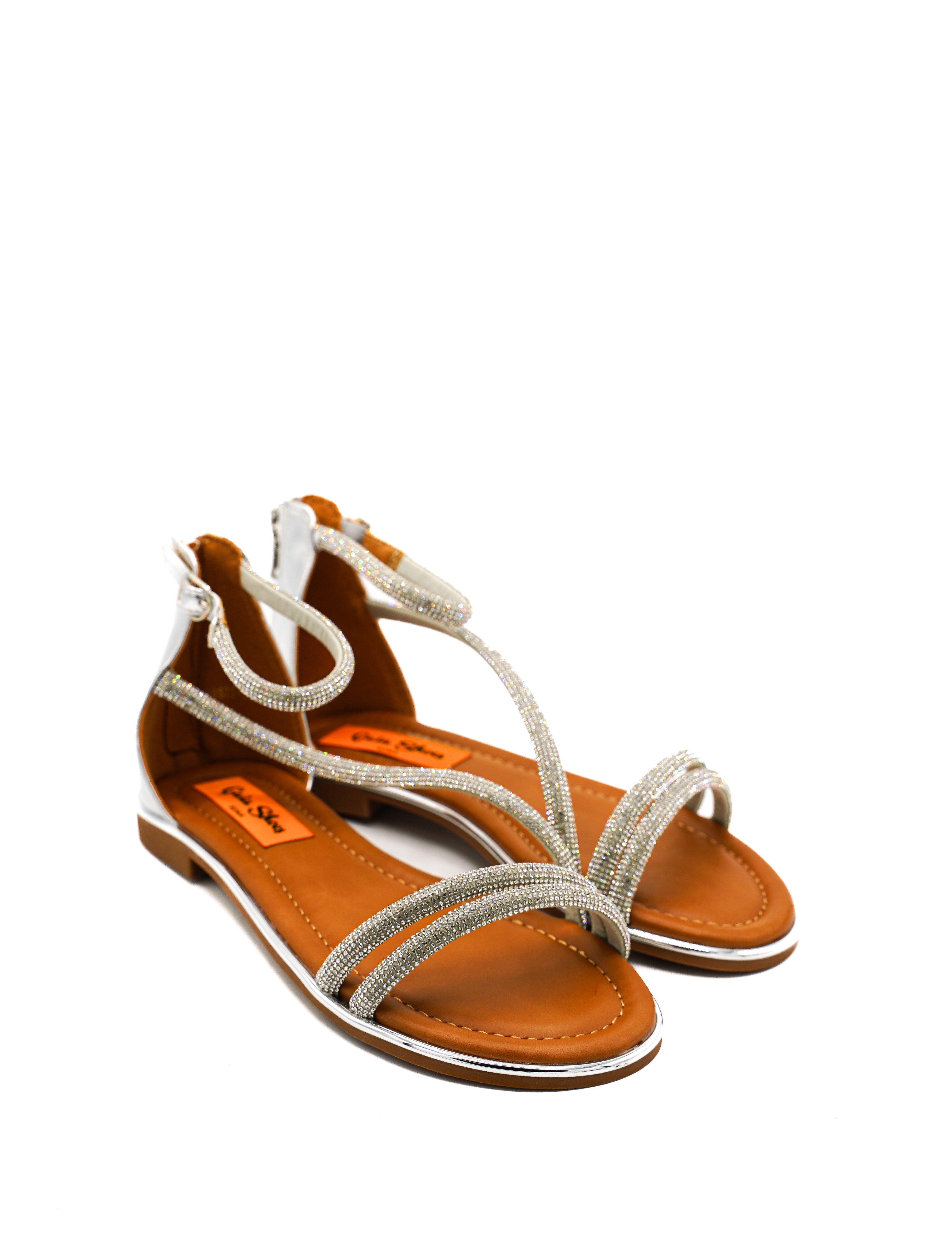 Gaia Shoes JB18S75-25K1 Sandali bassi con listini sottili con micro strass