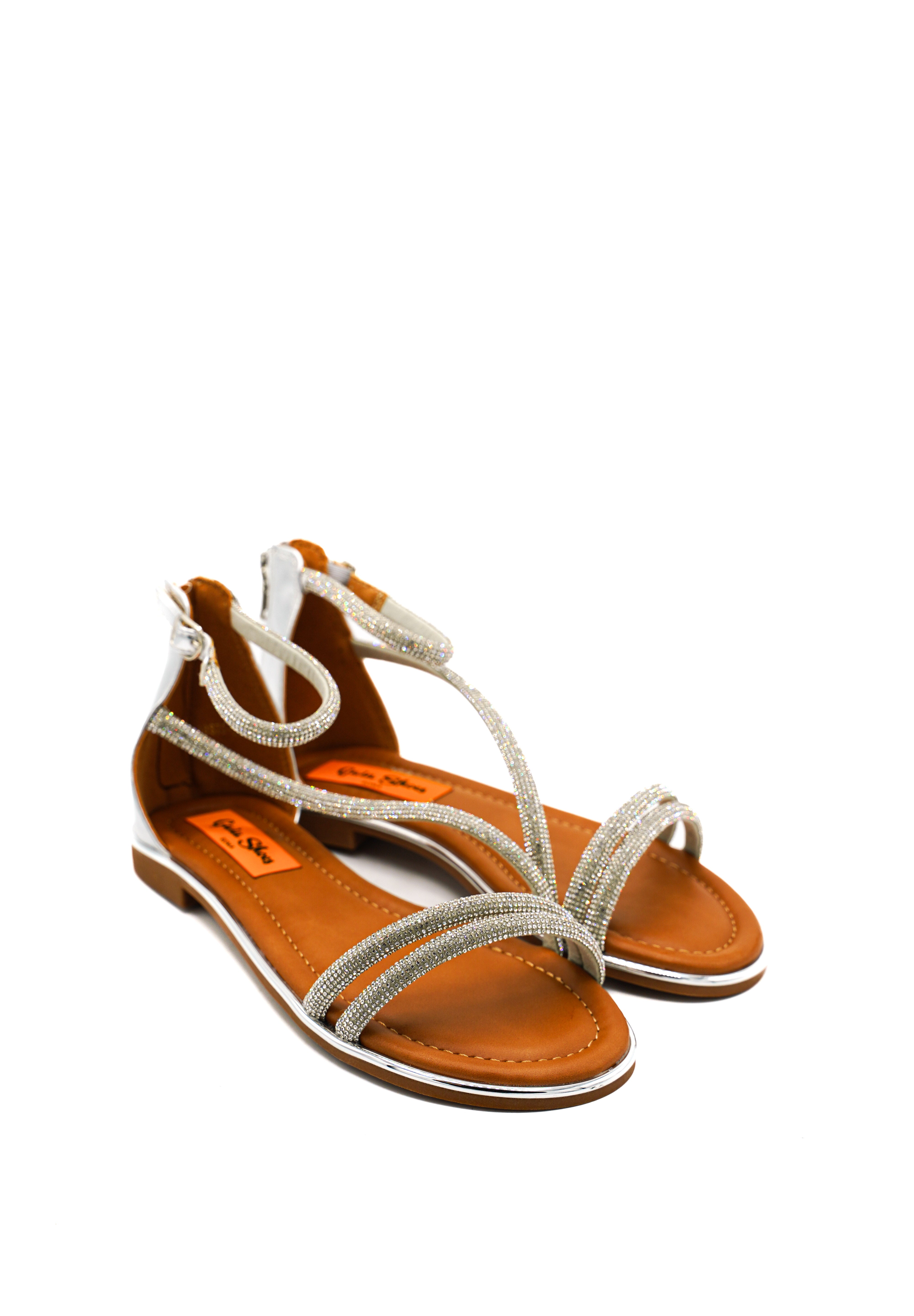 Gaia Shoes JB18S75-25K1 Sandali bassi con listini sottili con micro strass