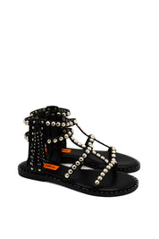 Gaia Shoes JB21S57-H7 Sandali gladiatore con borchie e frange posteriori