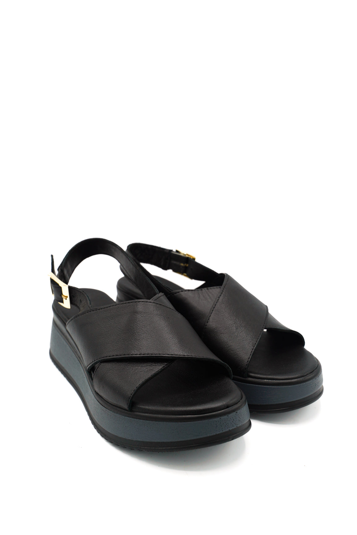 Gaia Shoes 230937 Sandali con zeppa con ampie fasce incrociate