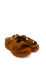 Gaia Shoes 261352 Sandali con zeppa scamosciata e fibbia regolabile