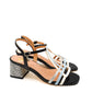 Gaia Shoes GD435 Sandali dal design vintage con tacco con motivo geometrico