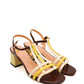Gaia Shoes GD435 Sandali dal design vintage con tacco con motivo geometrico