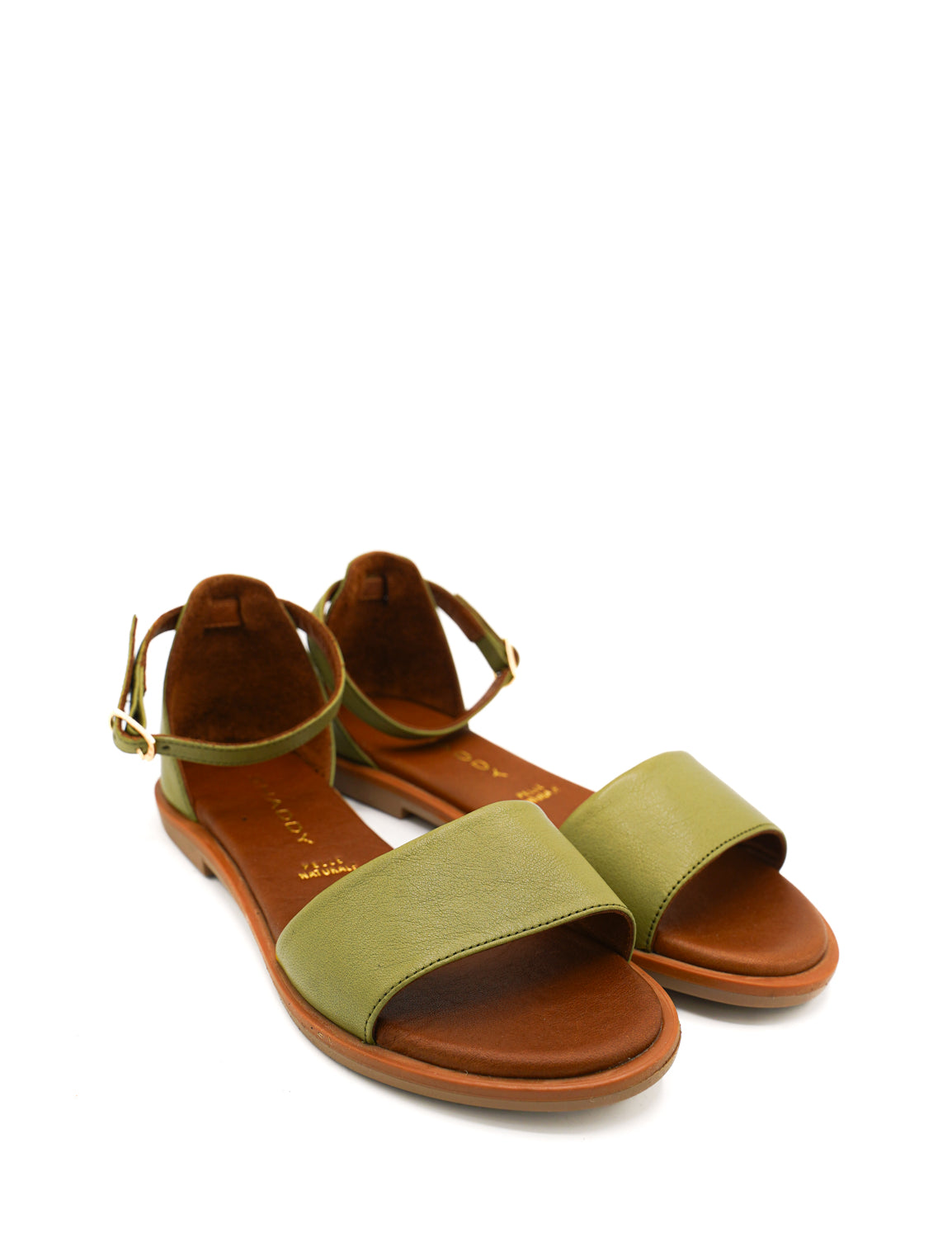 Gaia Shoes 220204 Sandali bassi in pelle e cinturino regolabile alla caviglia