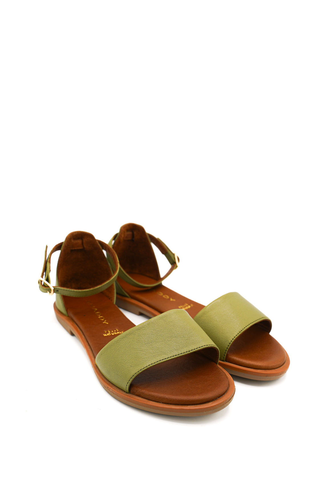 Gaia Shoes 220204 Sandali bassi in pelle e cinturino regolabile alla caviglia