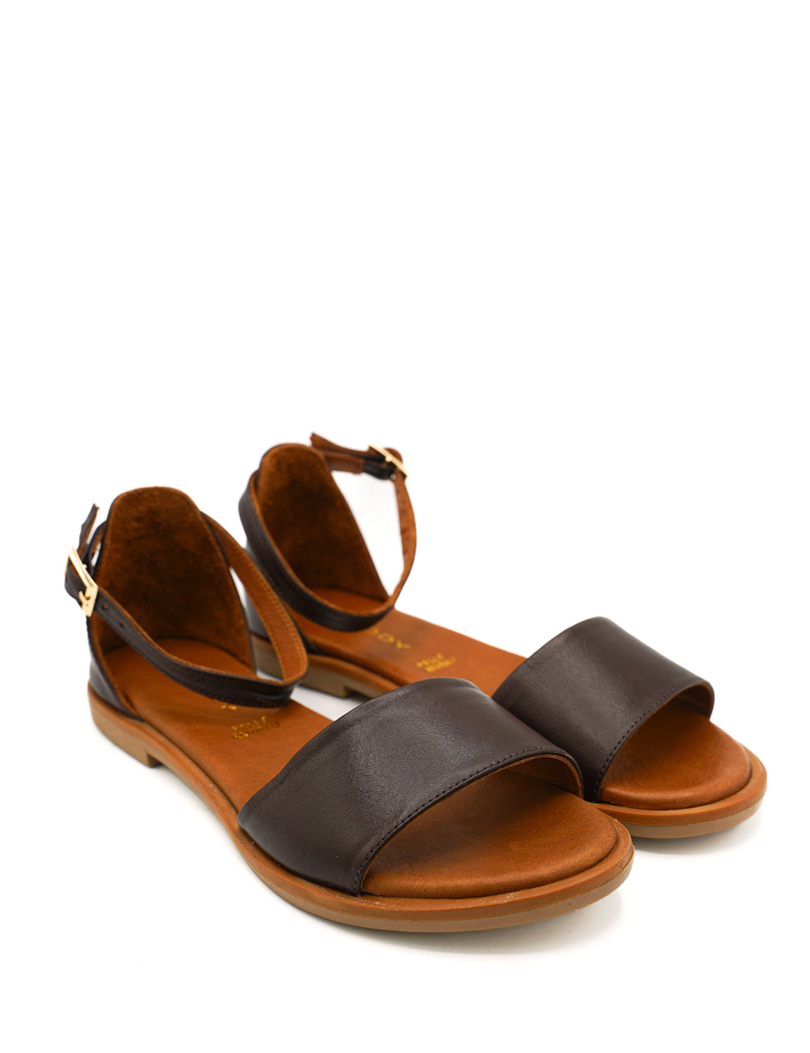 Gaia Shoes 220204 Sandali bassi in pelle e cinturino regolabile alla caviglia