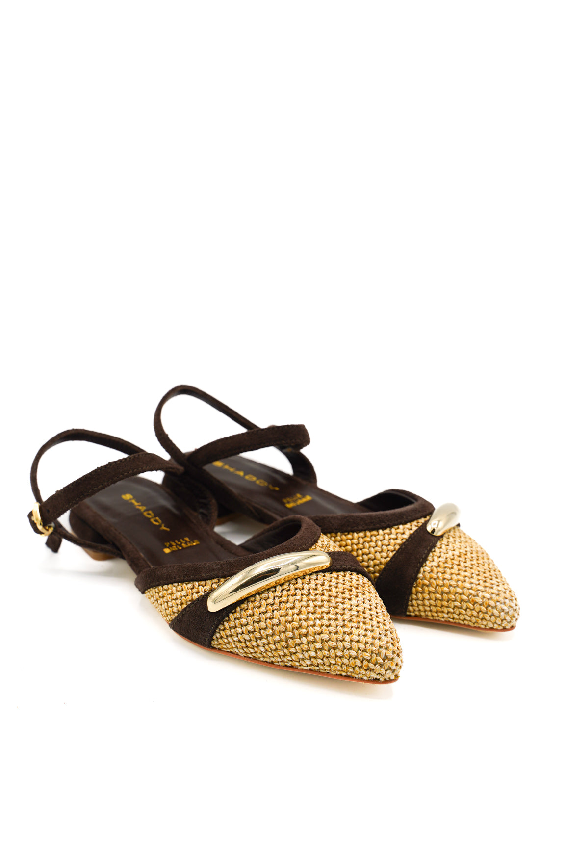 Gaia Shoes 261029 Slingback in rafia intrecciata e dettagli scamosciati