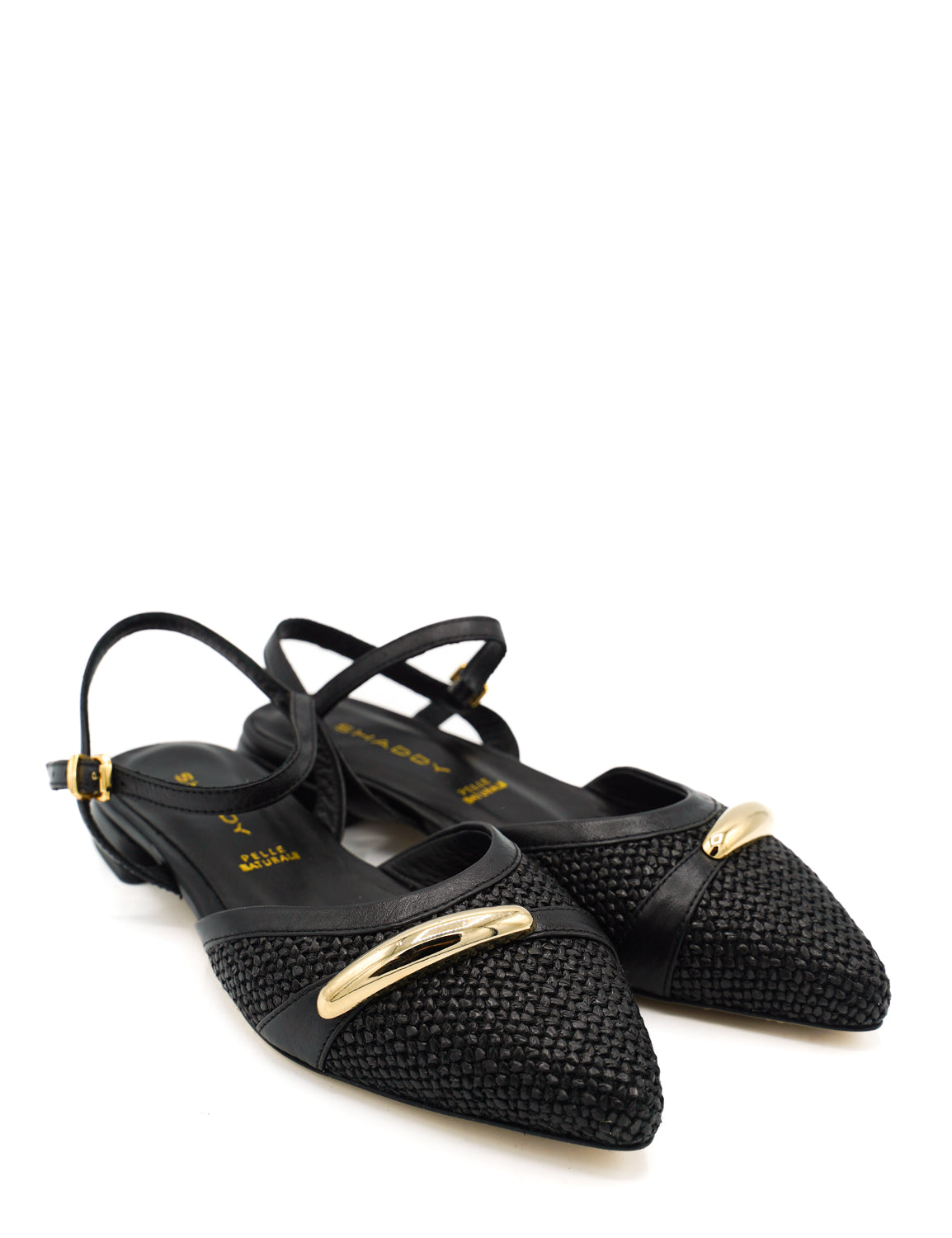 Gaia Shoes 261029 Slingback in rafia intrecciata e dettagli scamosciati
