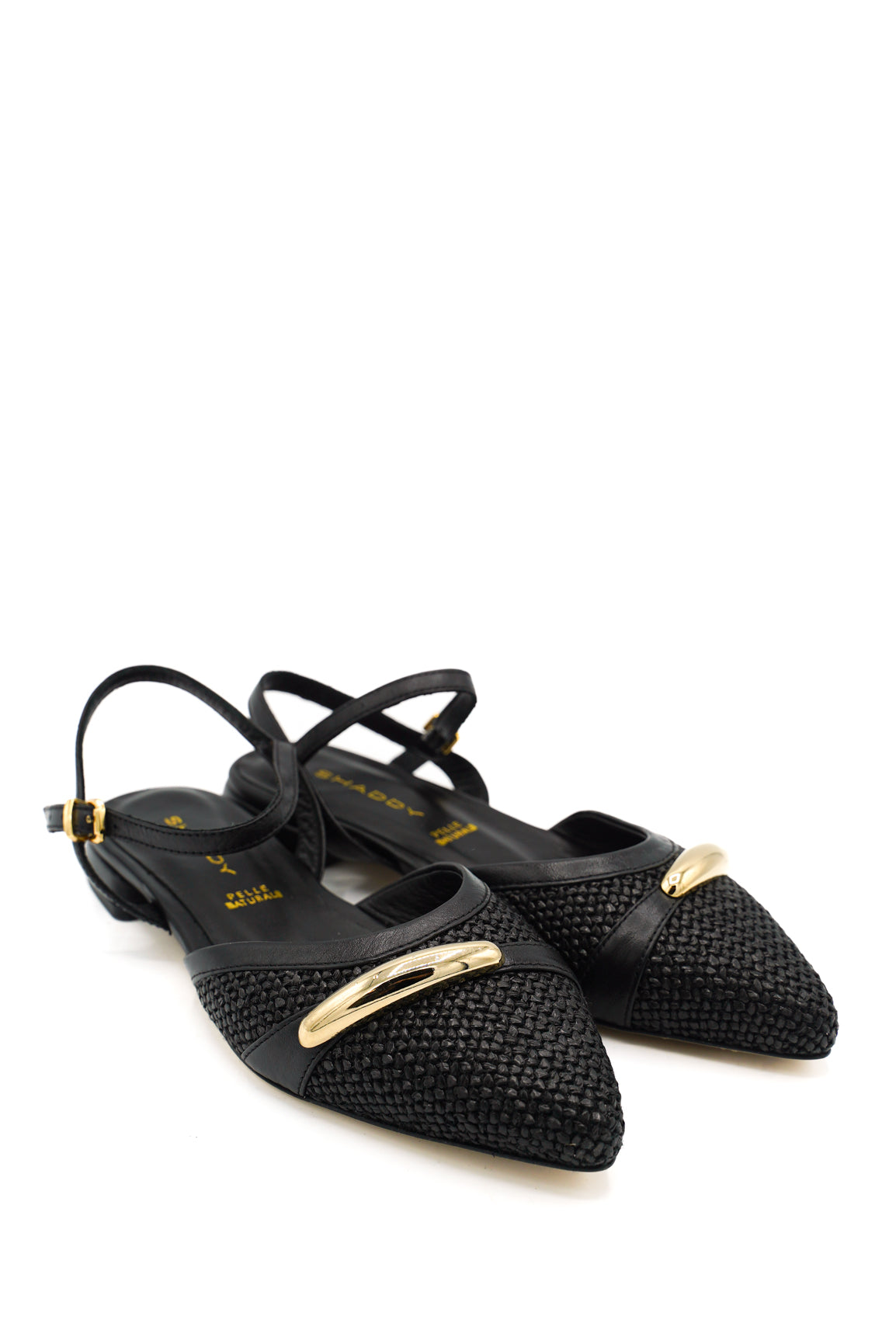 Gaia Shoes 261029 Slingback in rafia intrecciata e dettagli scamosciati
