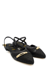 Gaia Shoes 261029 Slingback in rafia intrecciata e dettagli scamosciati
