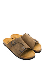 Gaia Shoes 1781UFL Ciabatte uomo in pelle scamosciata con doppia fibbia