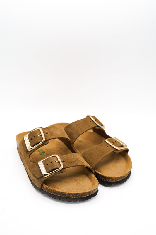 Grunland CB2631 Ciabatta da donna a doppia fascia in camoscio Sara