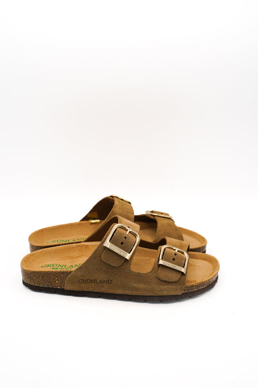 Grunland CB2631 Ciabatta da donna a doppia fascia in camoscio Sara