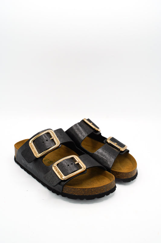 Grunland CB1802 Ciabatta laminata con maxi-fibbie Enny