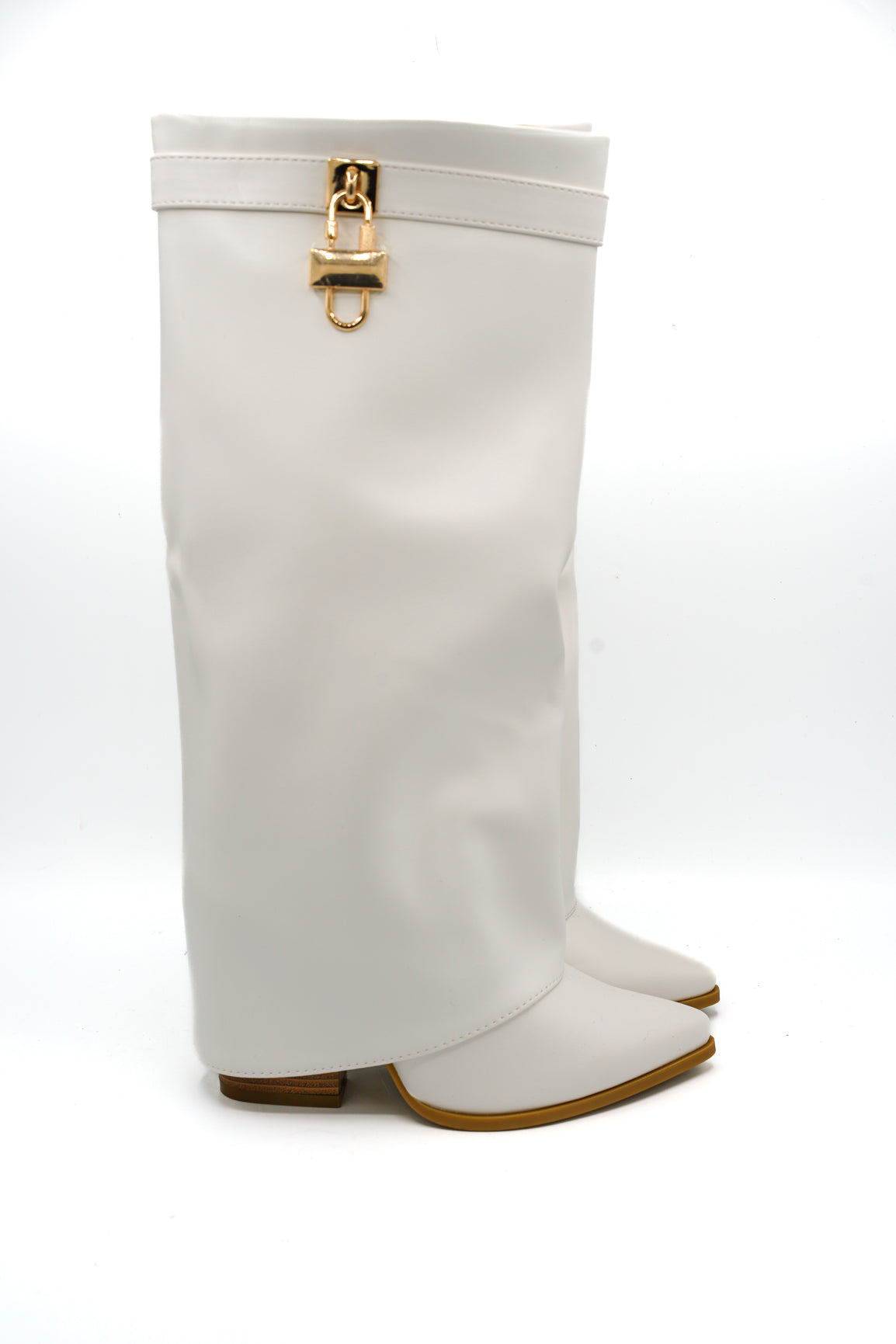 Gaia Shoes A9532 Stivali con gambale a ghetta e lucchetto dorato