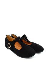 Gaia Shoes Cindy ballerine scamosciate Mary Jane con cinturino a T