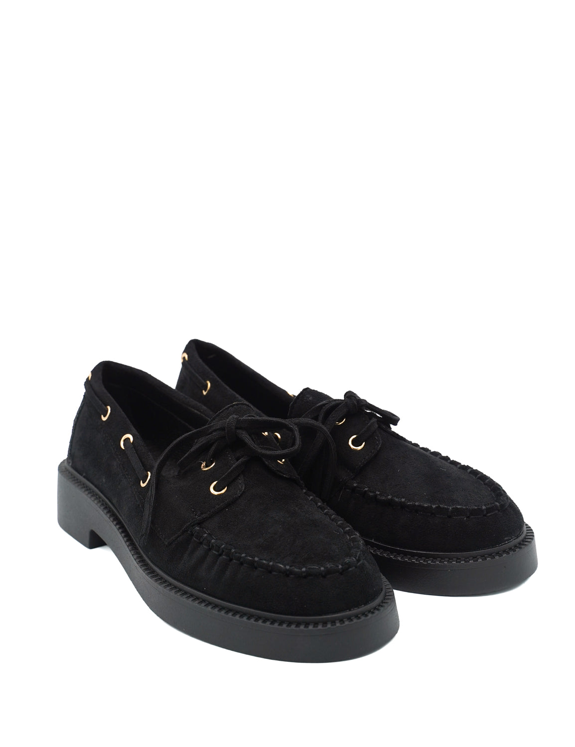 Gaia Shoes Carla mocassini scamosciati con lacci e occhielli metallici