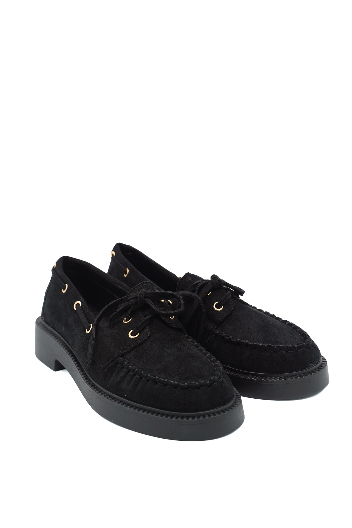 Gaia Shoes Carla mocassini scamosciati con lacci e occhielli metallici