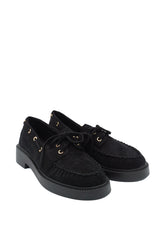 Gaia Shoes Carla mocassini scamosciati con lacci e occhielli metallici