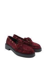 Gaia Shoes Carla mocassini scamosciati con lacci e occhielli metallici