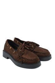 Gaia Shoes Carla mocassini scamosciati con lacci e occhielli metallici