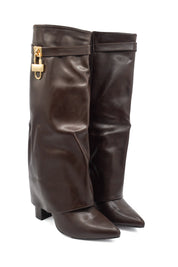 Gaia Shoes Camilla stivale con risvolto e lucchetto