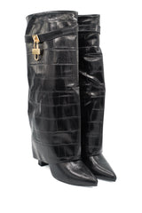 Gaia Shoes Cecilia stivali alti in stampa coccodrillo