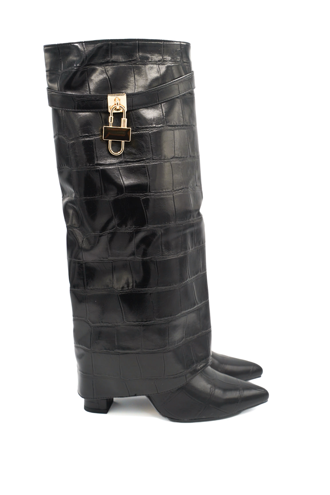 Gaia Shoes Cecilia stivali alti in stampa coccodrillo