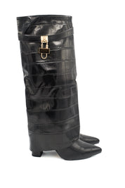 Gaia Shoes Cecilia stivali alti in stampa coccodrillo