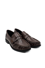 Gaia Shoes 4000 penny loafer con tomaia plissettata