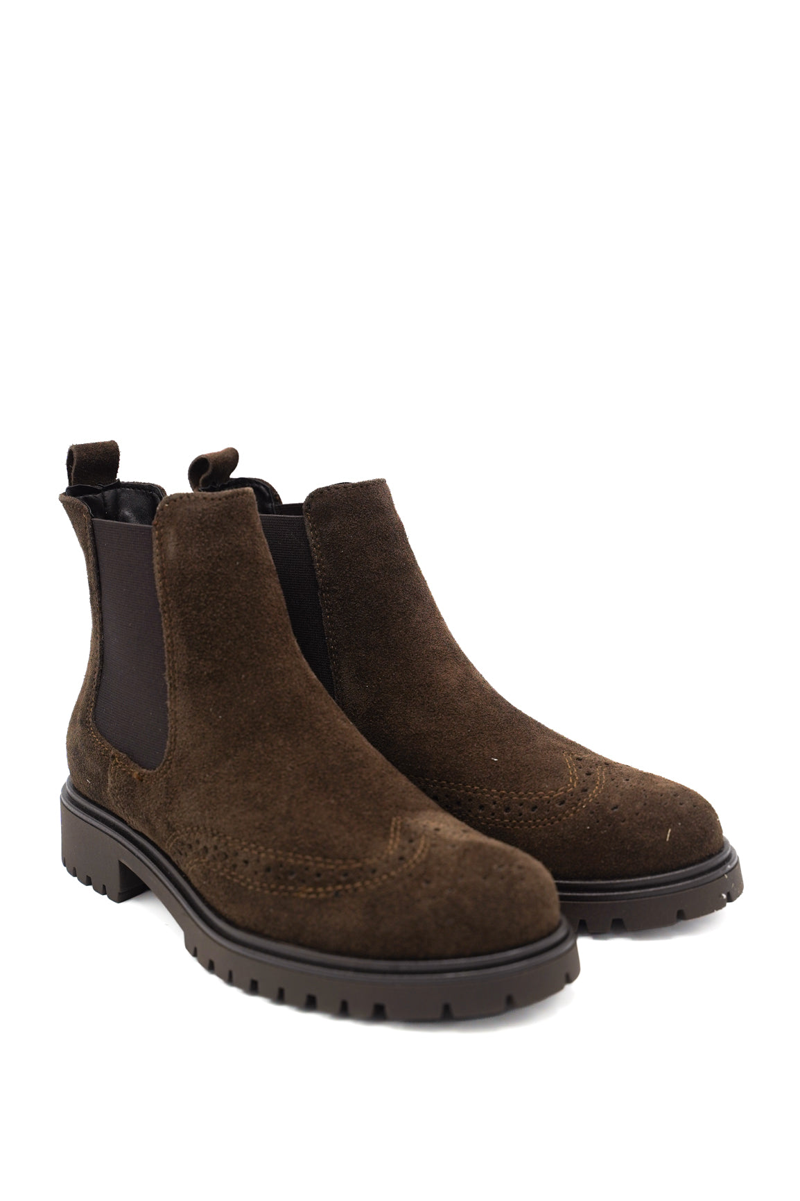 Scarpissime 206719 stivaletti chelsea scamosciati stile brogue