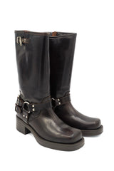 Scarpissime 7180 biker in pelle con punta squadrata