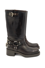 Scarpissime 7180 biker in pelle con punta squadrata