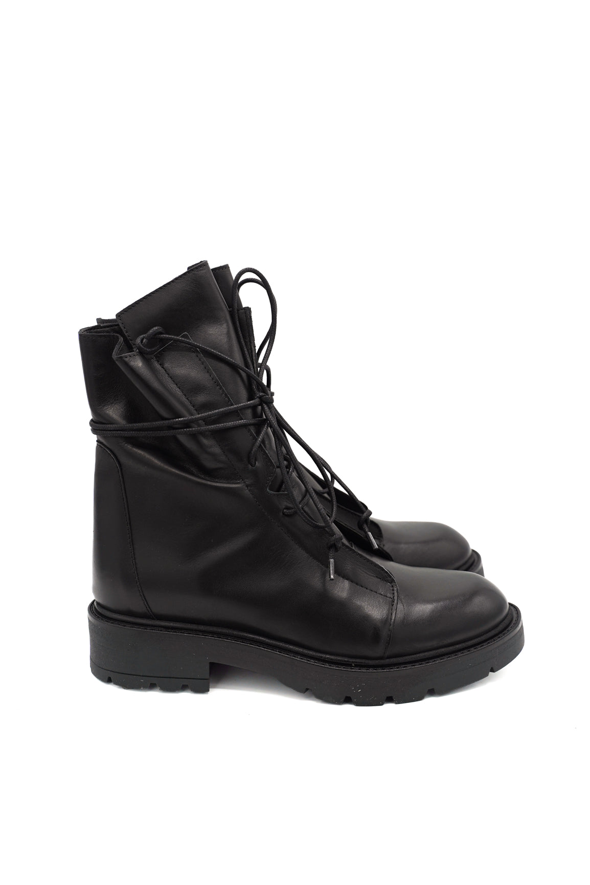 Gaia Shoes Praga 7 anfibi stivaletti in pelle con allacciatura frontale
