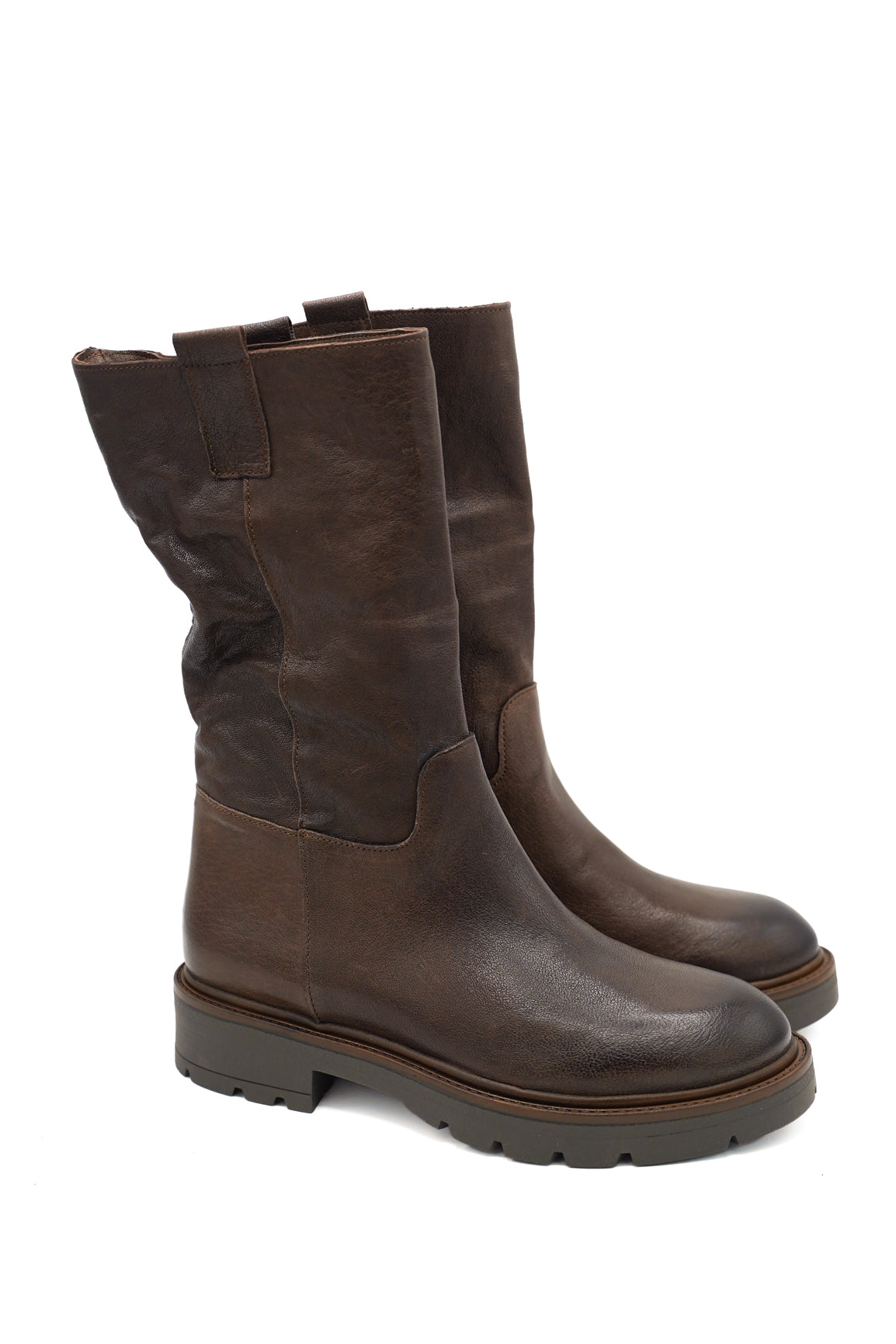 Gaia Shoes Rock 2 biker in pelle con finiture sfumate