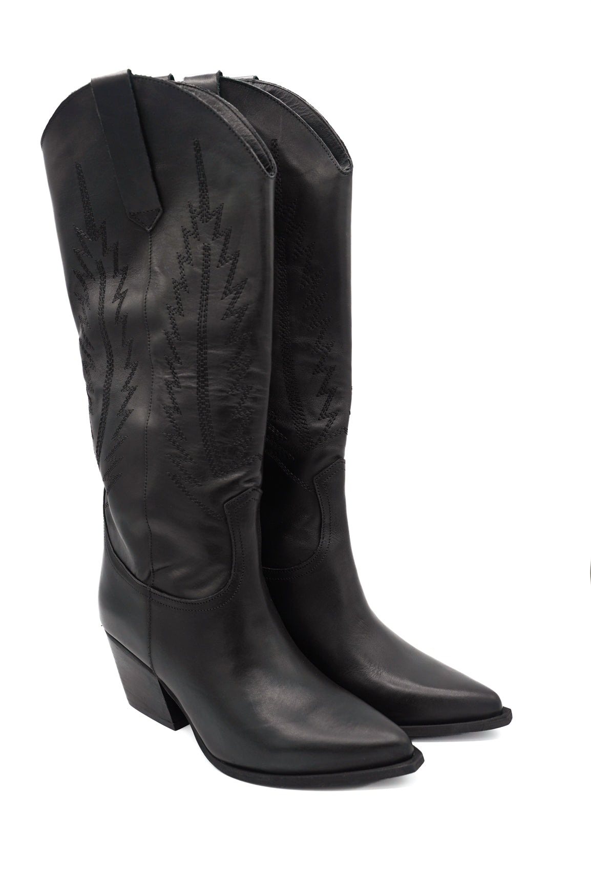 Gaia Shoes Mexico 1 texano alto con punta allungata in pelle