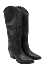 Gaia Shoes Mexico 1 texano alto con punta allungata in pelle