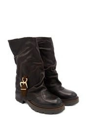 Gaia Shoes Praga 5 stivali biker con risvolto in pelle