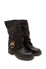 Gaia Shoes Praga 5 stivali biker con risvolto in pelle