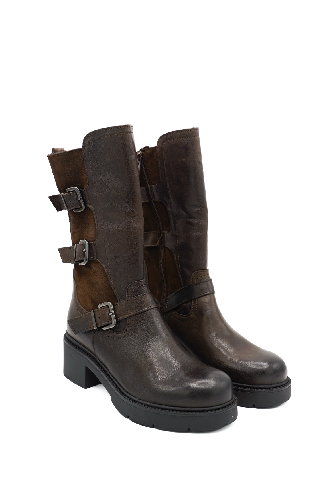 Gaia Shoes Vienna 12 stivali biker in pelle multifibbia