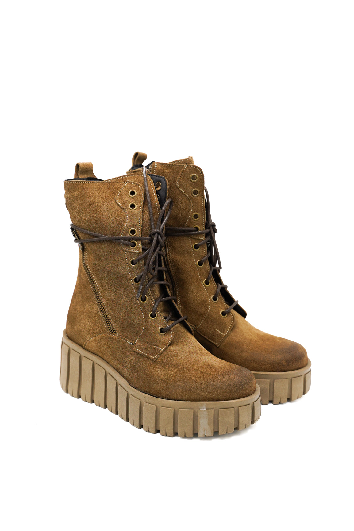 Gaia Shoes NG5 anfibi platform stringati scamosciati