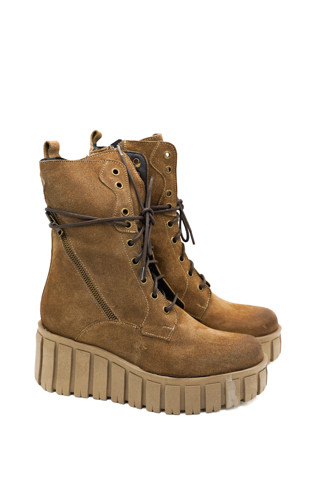 Gaia Shoes NG5 anfibi platform stringati scamosciati